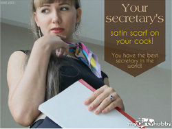 Your secretarys satin scarf on your cock!