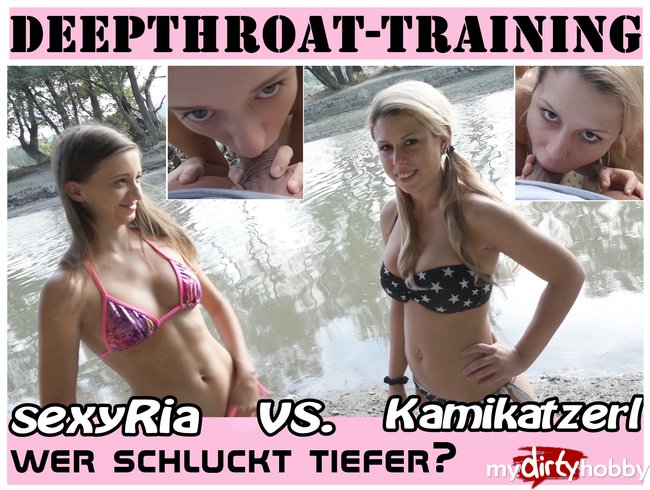 DEEPTHROAT TRAINING !!! Kamikatzerl vs. sexyRia - WER schluckt TIEFER?