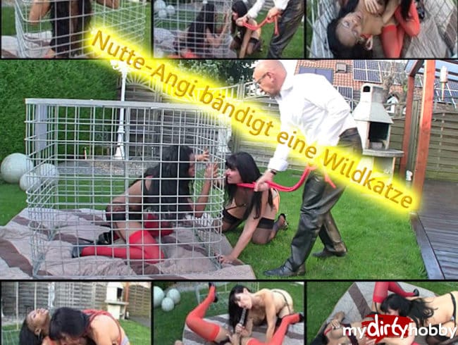Nutte-Angi bändigt eine Wildkatze im Käfig