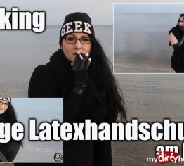 Smoking - lange Latexhandschuhe am Meer