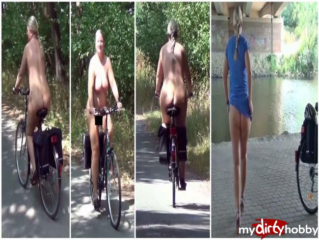 Rosella Extrem - Nackt Fahrrad fahren und 2 mal Public pissen! 