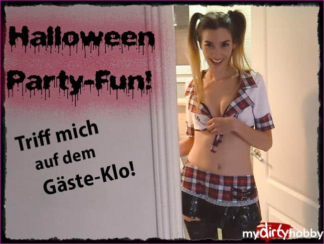 Halloween Party-Fick! Reinspritz-Schlampe auf dem Gästeklo!