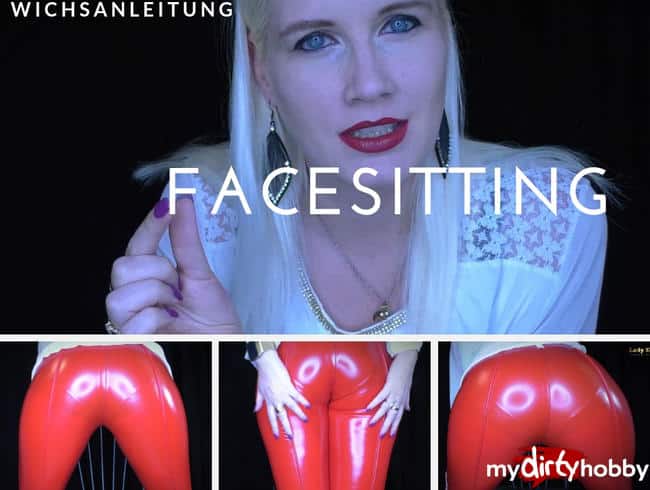 Facesitting Wichsanleitung in roter enger Latexhose POV