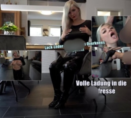 Reupload! Lederleggings Schlampe in Overknees AO-Gefickt