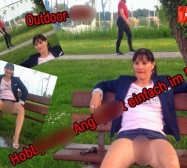 Die Schweizer Hobbynutte-Angi pisst einach öffentlich im Park vor Spaziergänger
