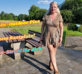 Mega Public-Outdoor Piss auf einem Rastplatz! Mega Piss-Strahl für dich!