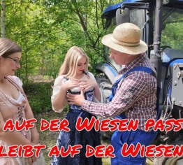 Geiler Dirndl Dreier!!! Ohne Gummi! Was auf der Wiesen passiert bleibt auf der Wiesen